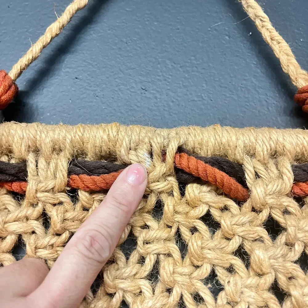 Vintage 1970's XL Macrame wallhanging boho natural fiber wall decoration